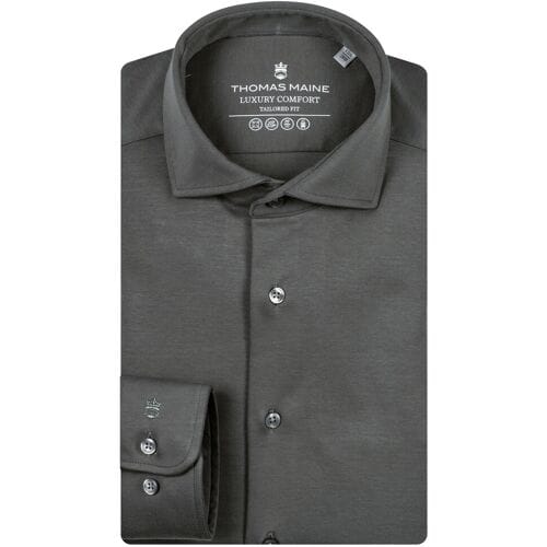 Thomas Maine Overhemd Roma Modern Kent Soft Liquid Cotton Soft Green / male