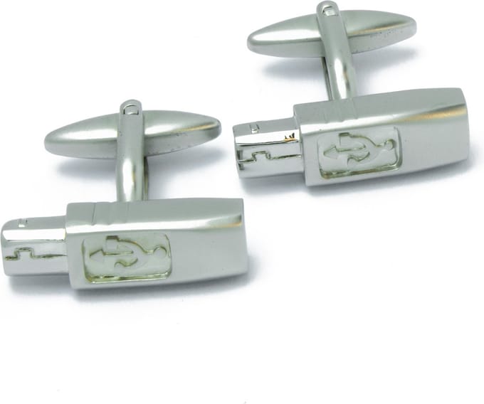 Manchetknopen - USB A Printer Kabel Zilverkleurig