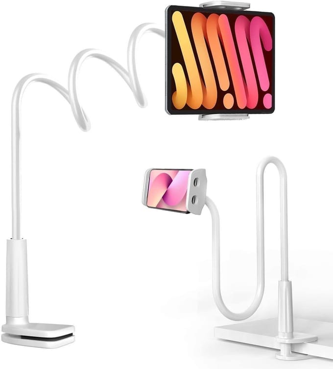 Telefoonhouder met Zwanenhals - 80 cm - 360° Draaibaar - Met Tafelklem