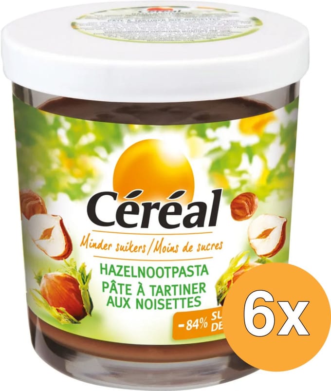 6x Céréal Hazelnootpasta suikervrij (200 gr)