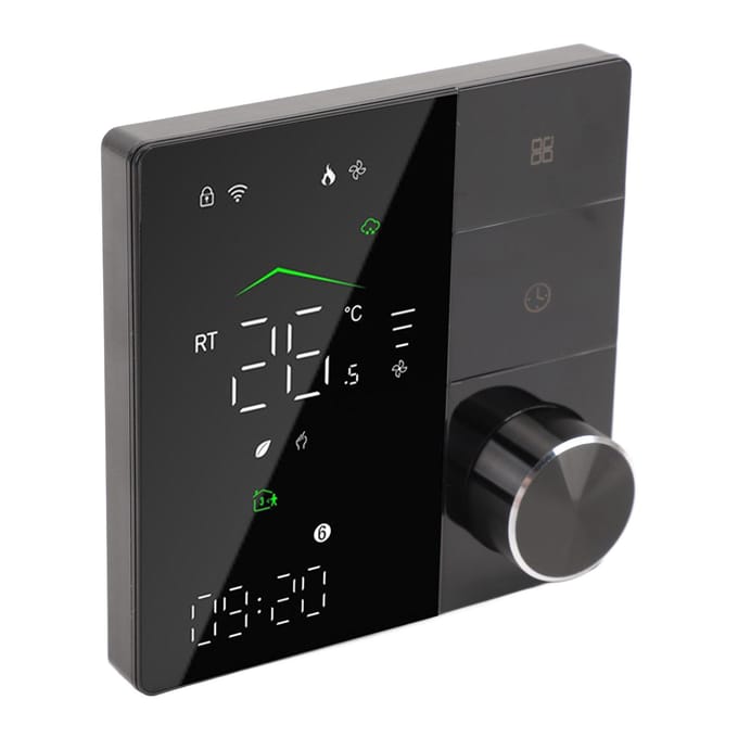 Elektrische Verwarming Huis Programmeerbare Thermostaat Spraak- en APP-bediening Touchscreen WiFi Smart black