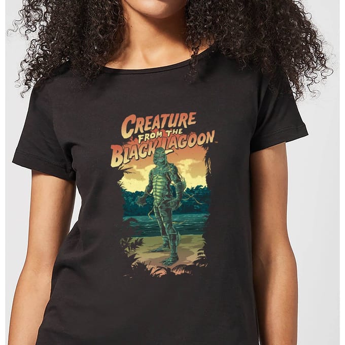 Universal Monsters Creature From The Black Lagoon Illustrated Dames T-shirt - Zwart - S