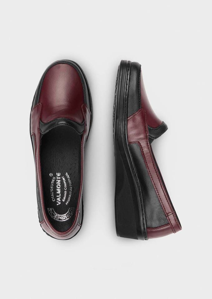 Slippers van echt leer - zwart / bordeaux - Gr. 40 van Goldner Fashion