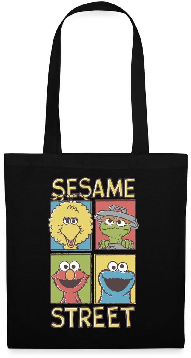 Sesamstraat Bibo Oscar Elmo Koekiemonster Tas Van Stof Schoudertas