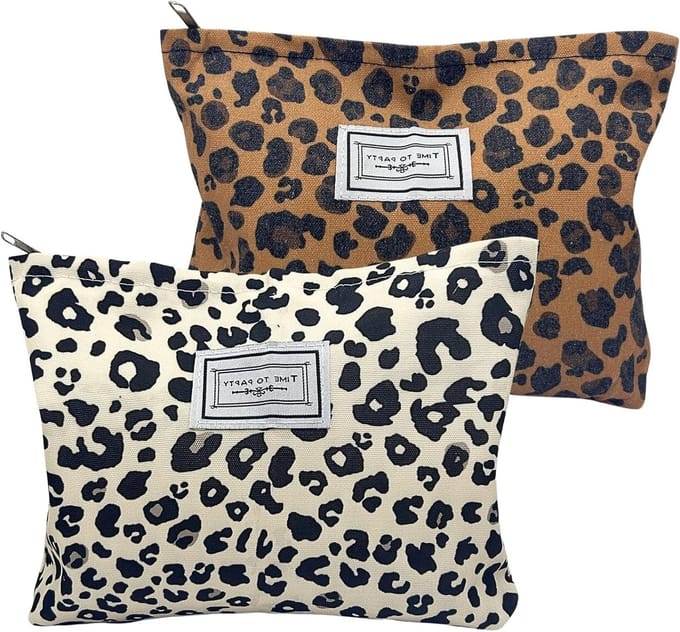 2x Make-uptas Dames met Luipaardprint - Kleine en Multifunctionele Toilet- en Reisbuidel