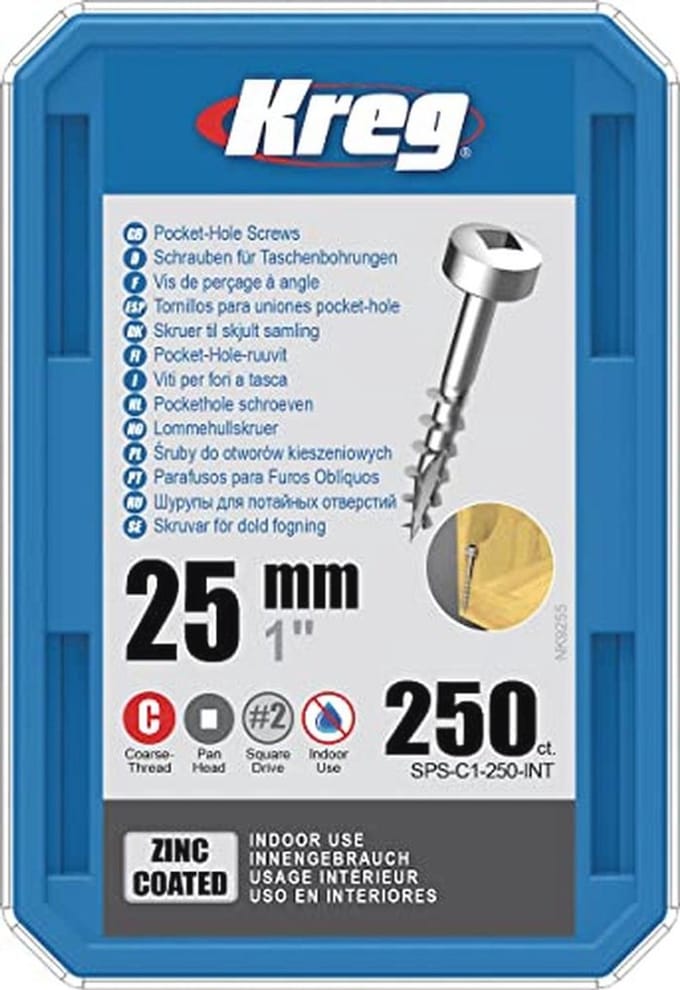 Pocket-Hole Schroeven 25 mm - Verzinkt, Platte Kop, Grove Schroefdraad - 250 Stuks