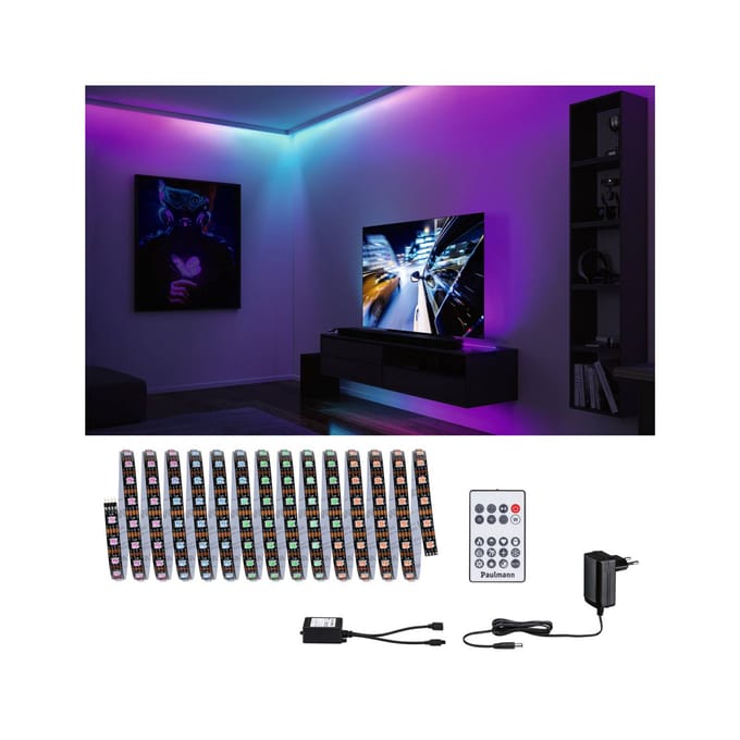 Paulmann EntertainLED Strip Set 5 Meter - IP20 - 10,5W - 12V - Zwart - Metaal