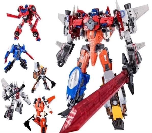 OP VOORRAAD Transformati Speelgoed Computron 5IN1 Combinatie W8617 Warbotron Scattershot Actiefiguur Vervormbare Robot Anime Figuur gray