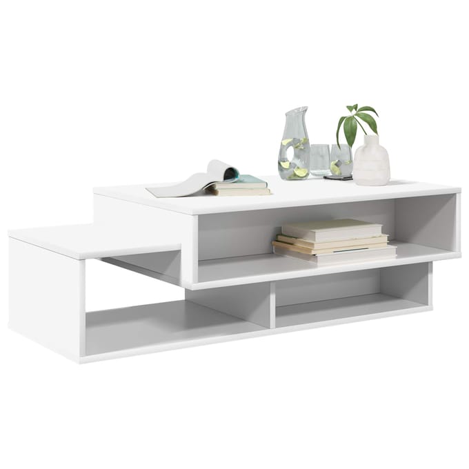 vidaXL - Salontafel - Wit - 105 - x - 50 - x - 32,5 - cm - Bewerkt - hout