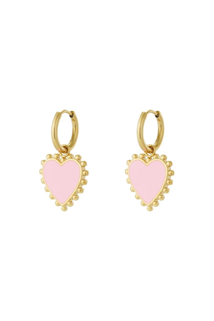 Funky hart oorbellen - Roze