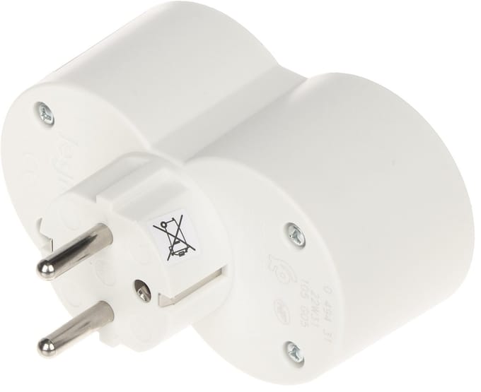 Domino contactstop 2x2P+A aan voorzijde - wit-grijs