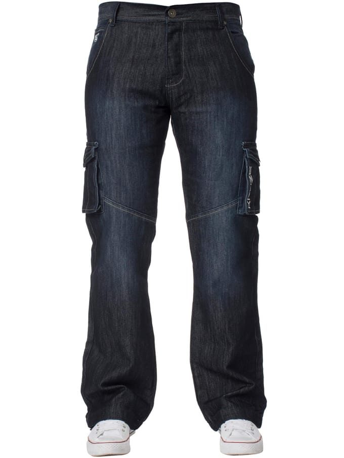 Kruze heren Cargo Combat Jeans - Donkerblauw
