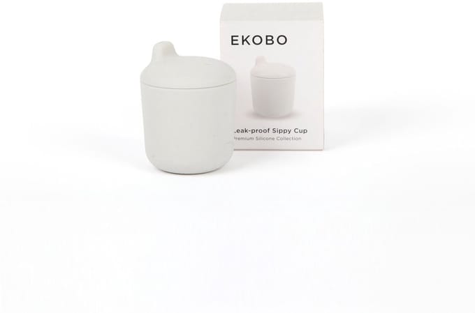 EKOBO Siliconen Tuitbeker Baby 13 cl - Lekvrij & Onbreekbaar- grijs