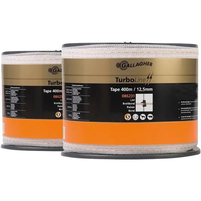 Gallagher Duopack TurboLine Lint 12,5mm Wit (2x400m) - Flexibele draadafrastering