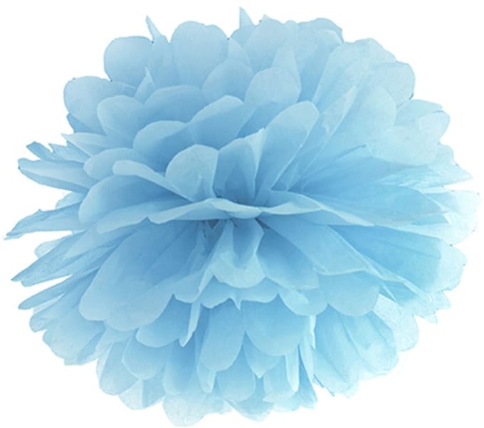 PARTYDECO - Hangende pompon van blauw vloeipapier 25 cm