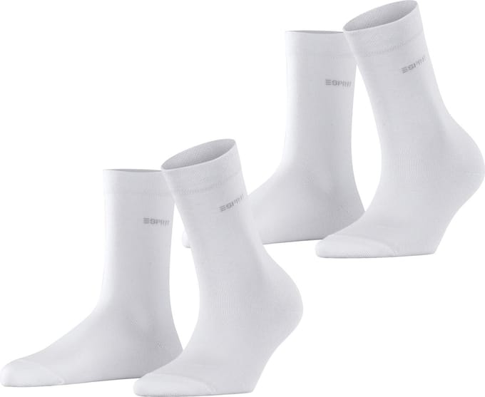 Esprit Basic Easy 2-Pack drukvrije comfort tailleband katoen multipack sokken dames wit - maat 39-42