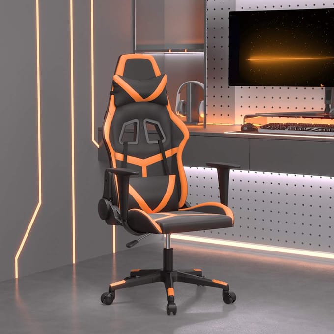 vidaXL - Massage - gamestoel - kunstleer - zwart - en - oranje