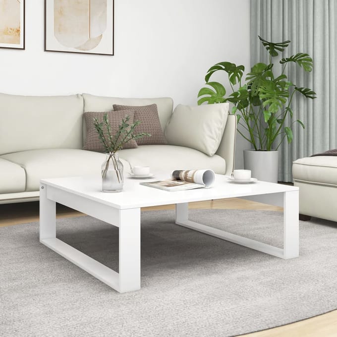 Vidaxl Salontafel, Wit, 100X100X35 Cm, Materiaal Houtvezelplaat