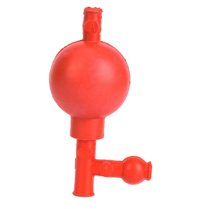 Poire d'aspiration en caoutchouc pour pipette quantitative sûre avec 3 ouvertures, rouge red