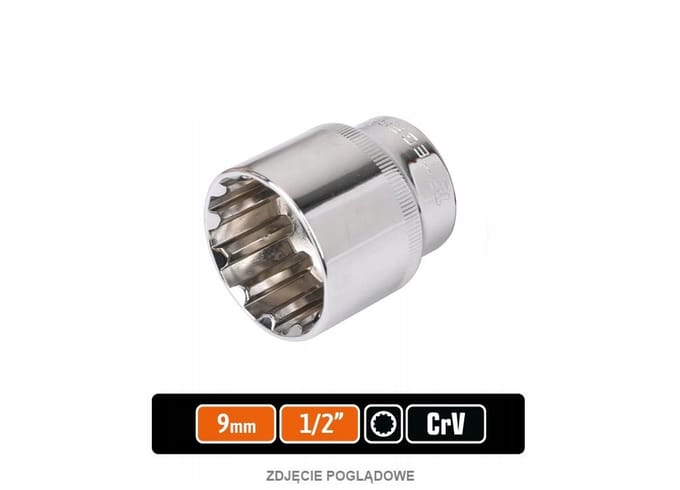 Teger Spline Dop Dop 9mm 1/2" CrV DIN 3124