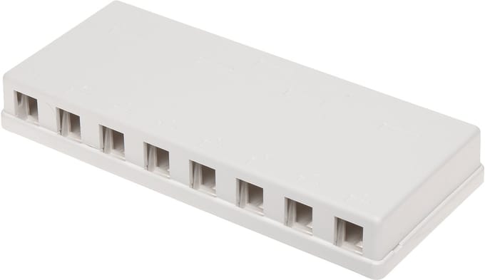 Uitvoerdoos voor 8 Keystone modules / wit