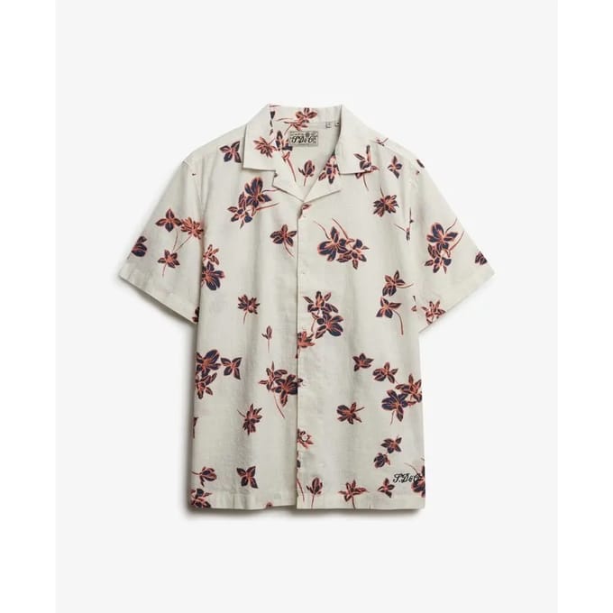 Superdry Cabana Poolside Overhemd Relaxed Pasvorm Crème Grootte: L