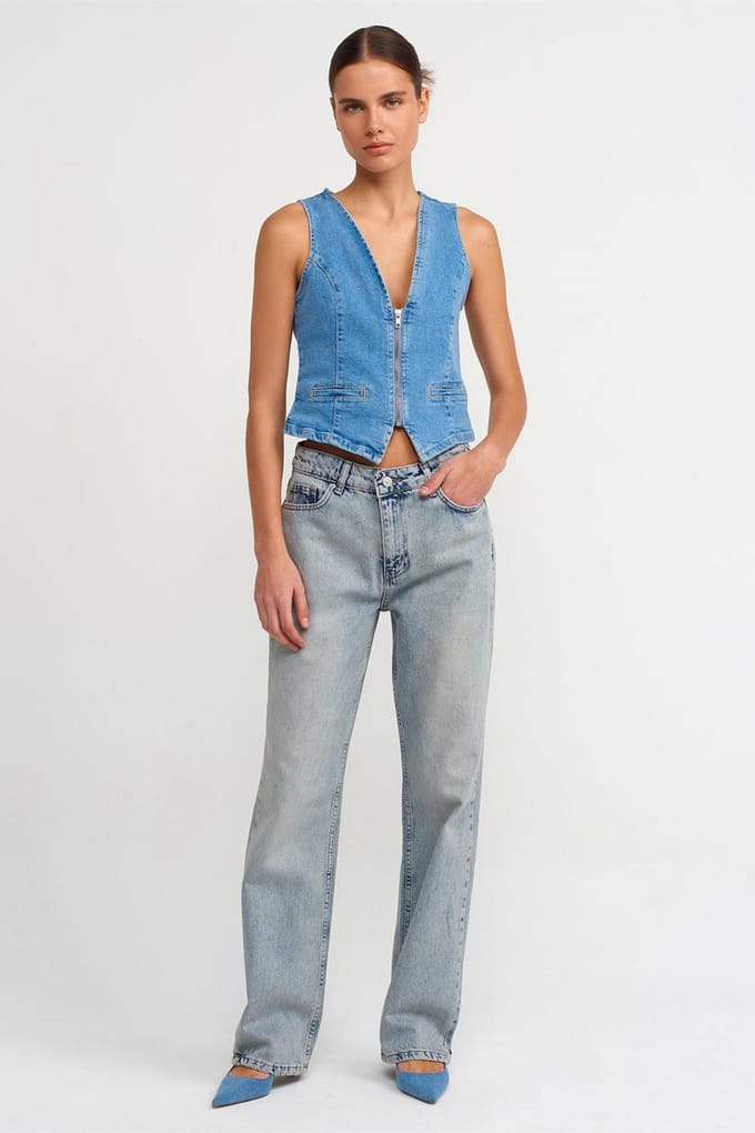 Dames Lage Taille Rechte Jeans
