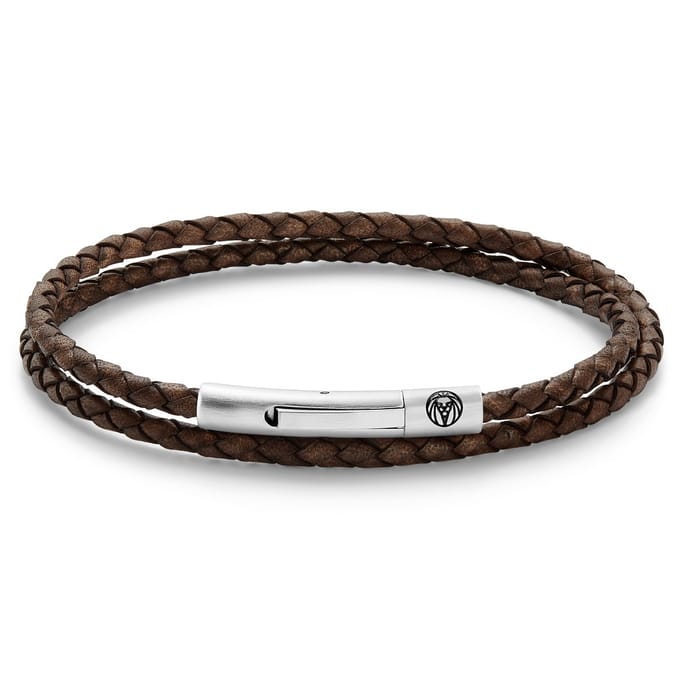 Collins 3 mm Bruine Leren Wikkelarmband