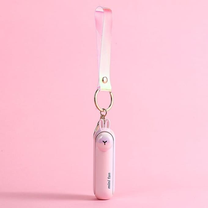 Mignon Mini ventilateur Kipas Portable main pliable chevet bureau USB Charge batterie Table bureau refroidissement rose