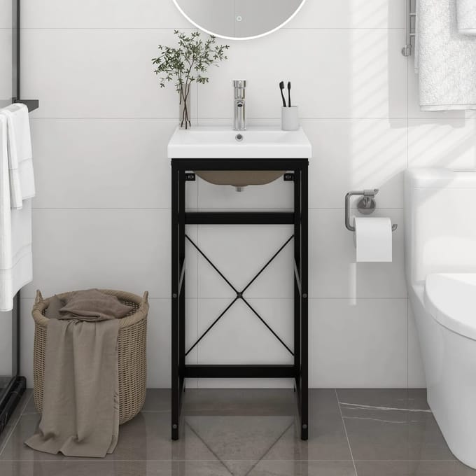 vidaXL - Wastafelframe - met - inbouwwastafel - ijzer - zwart