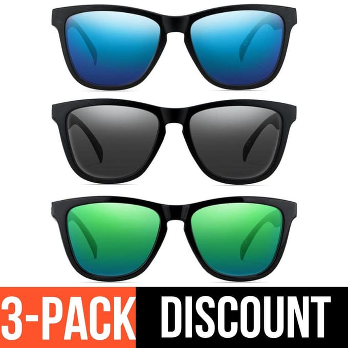 Reboot Optics® Zonnebril Heren | Zonnebril Dames | Polarized | Gepolariseerd | 3-pack
