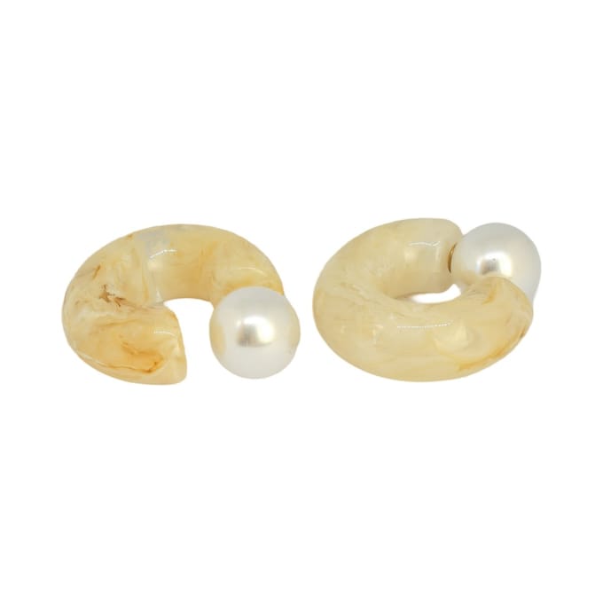 Off-White Pearly Bone Hoop Earrings