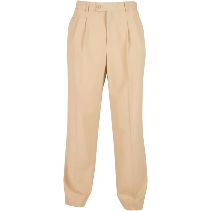 Urban Classics - Double Pleated Broek rechte pijpen - Taille, 38 inch - Beige