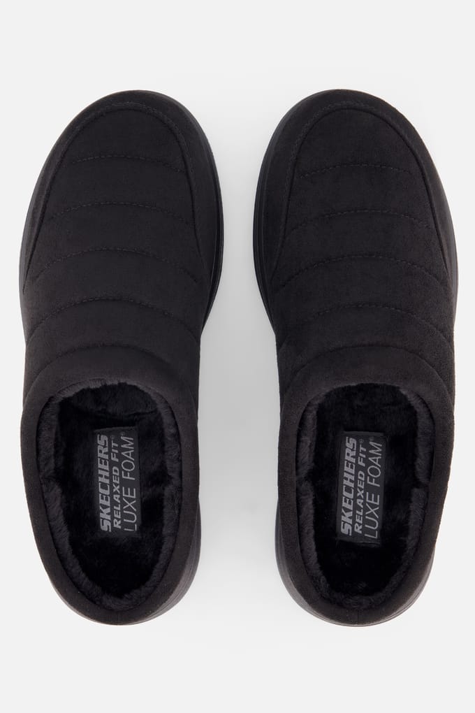Skechers Relaxed Fit: Murette Garvanza Heren Muiltjes Van Microvezel In Het Zwart