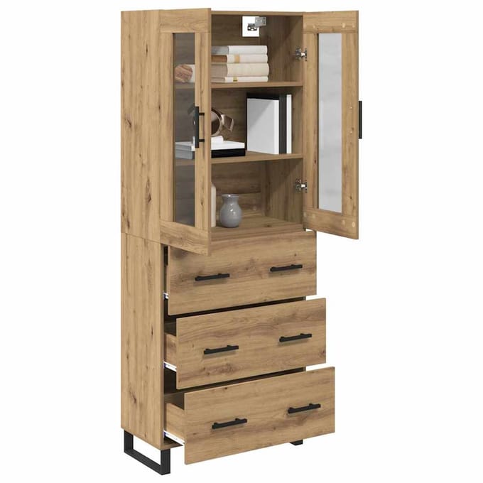 vidaXL - Highboard - 2 - st - Artisan - Eiken - 69,5 - x - 34 - x - 180 - cm - Bewerkt - hout