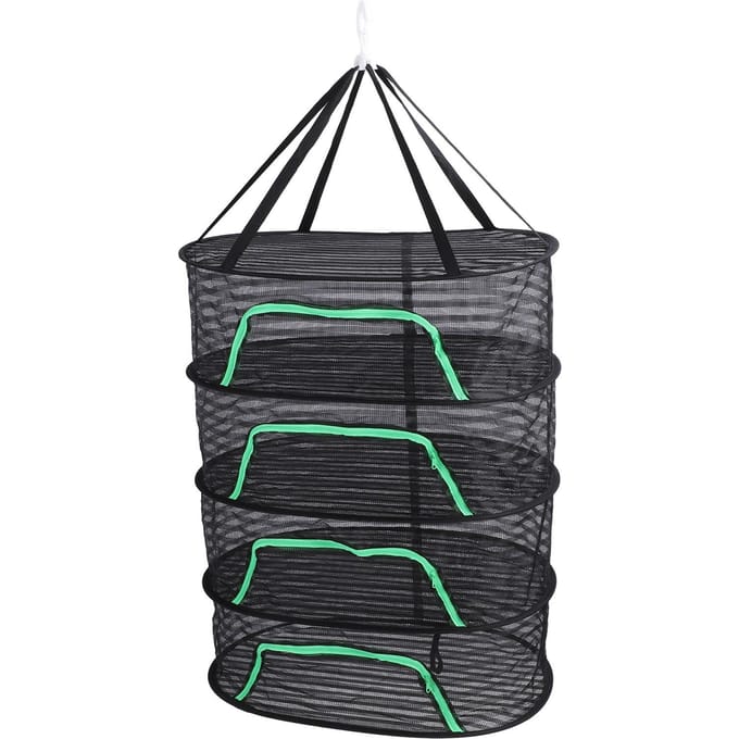 Hangend Droognet met Rits Ademend Polyester Opvouwbaar Hangend Net Droogrek voor Vis gray