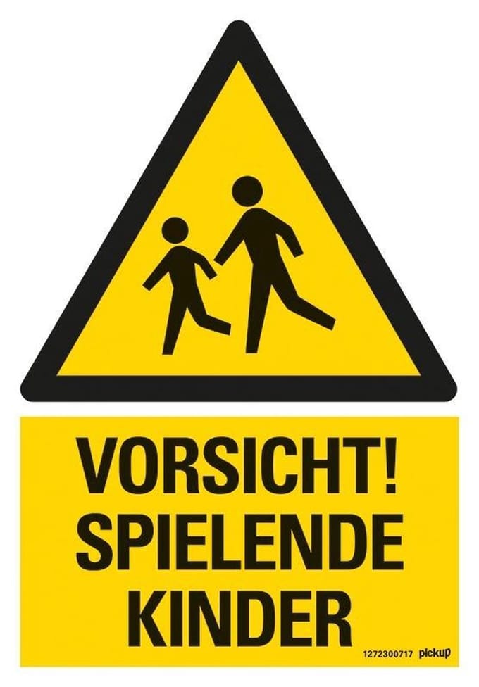 Pickup kunststoff Schild 23x33 cm VORSICHT SPIELENDE KINDER