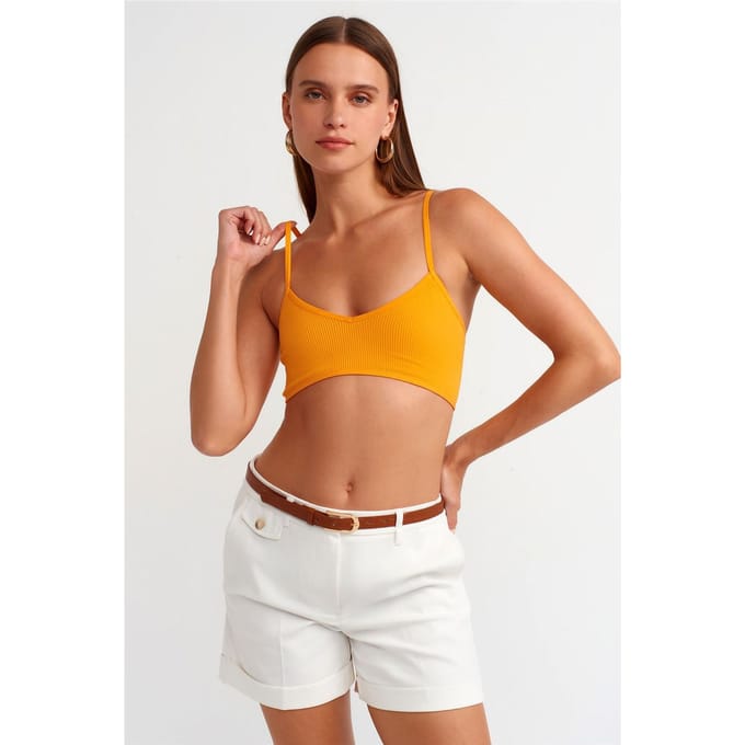 Geribbelde V-hals Cropped Bralet Top