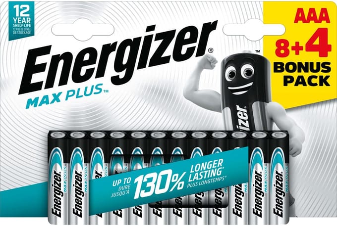 Energizer MAX Plus AAA Batterijen - 8 + 4 Stuks - Alkaline Batterij