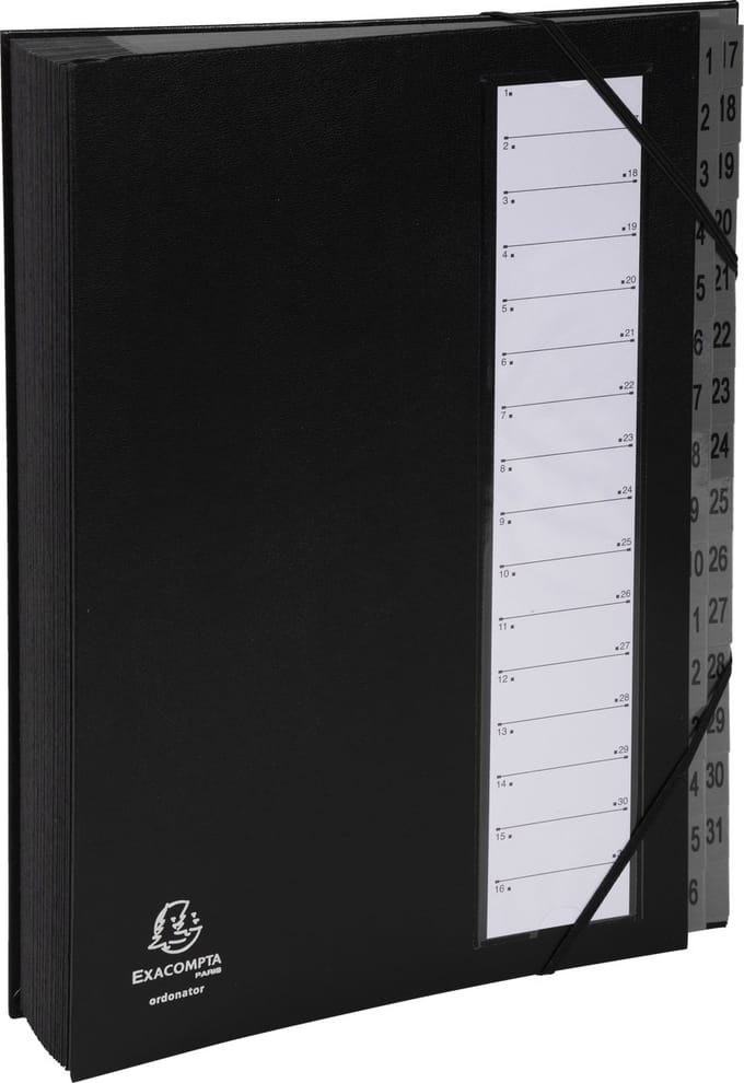Exacompta 6x Sorteermap Ordonator® - 32 indelingen - genummerde tabs van 1 - 32 - Zwart - 56032E
