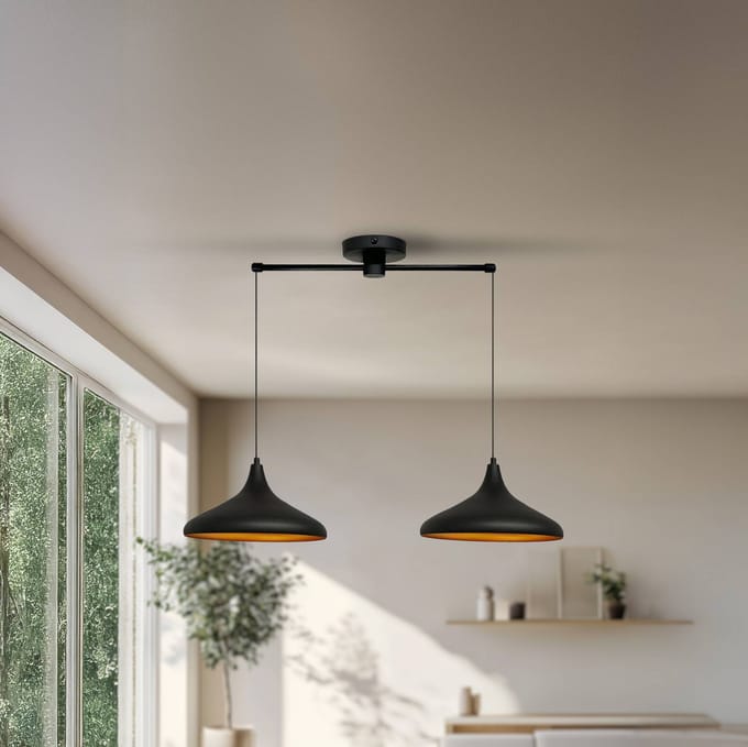 ROYALTECH Claus hanglamp, zwart, lengte 85 cm, 2-lamps, metaal