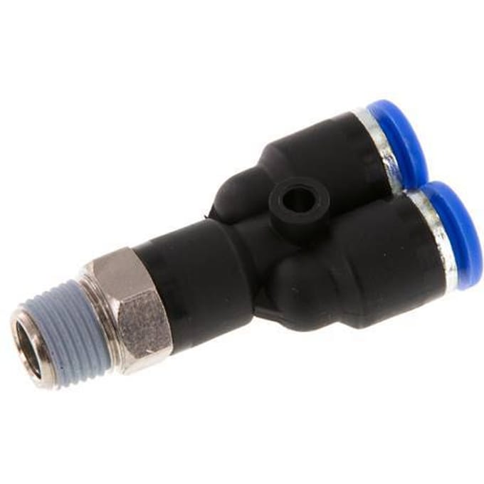 6mm x R1/8'' Y-koppeling Messing/PA 66 Insteekfitting Buitendraad Draaibaar NBR [2 Stuks]