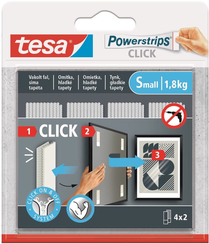 Tesa Powerstrips Click - Zelfklevende Klittenband - 4 Paar - Size S