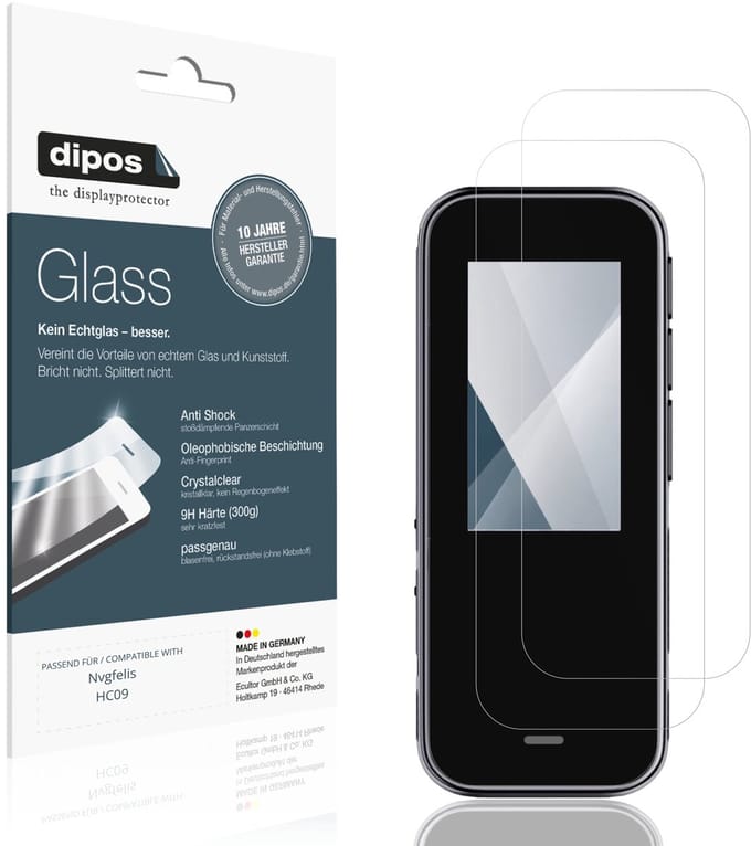 dipos – 2x Pantserfolie geschikt voor Nvgfelis HC09 | 9H Screenprotector