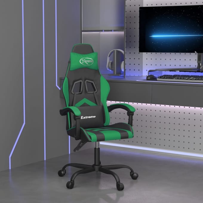 vidaXL - Gamestoel - draaibaar - kunstleer - zwart - en - groen