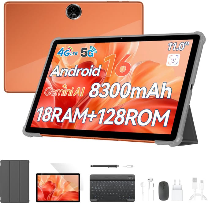 Blackview ZENO5 - Tablet - 11 inch - 32GB RAM - 128GB ROM- 8300mAh- Android 16 - Oranje