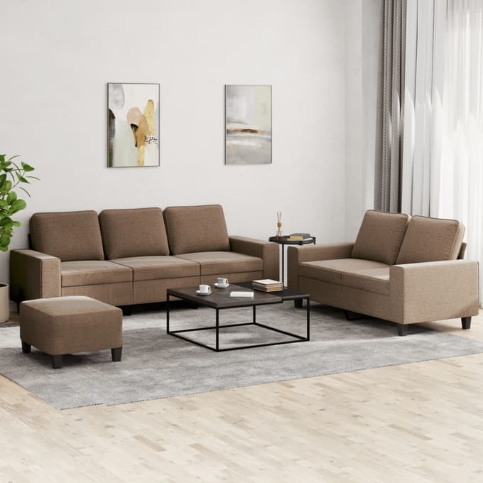vidaXL - 3-delige - Loungeset - stof - bruin