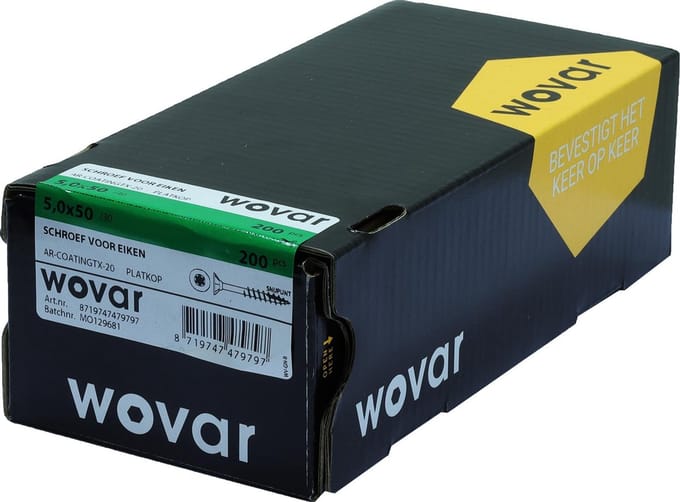 Wovar Spaanplaatschroeven AR|coating 5 x 50 mm Deeldraad Torx 25 | Doos 200 stuks