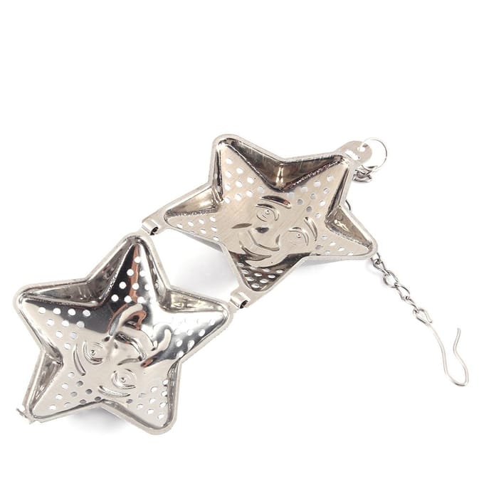 Schattige Roestvrijstalen Losse Thee Infuser Blad Zeef Filter Diffuser Kruiden Specerijen Ster Ketting white