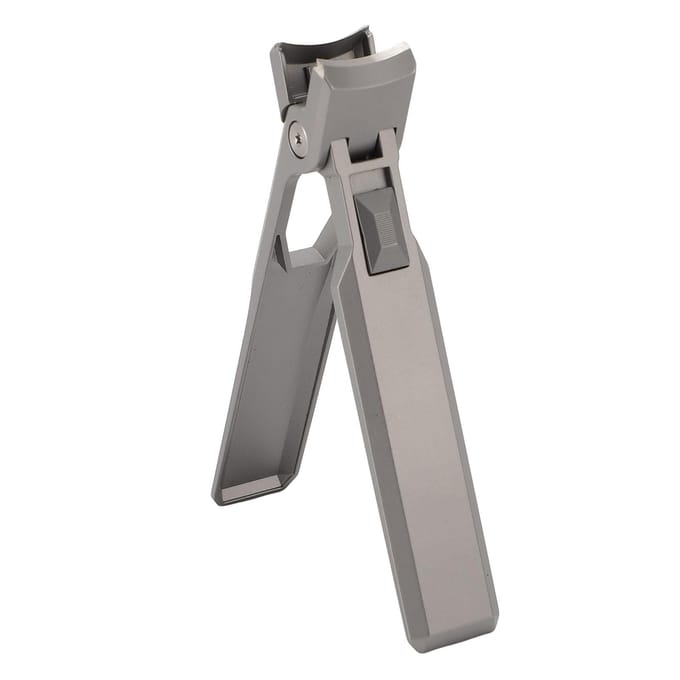 Coupe-ongles en acier inoxydable, ouverture large, bouton-poussoir, anti-éclaboussures, bouche plate gray